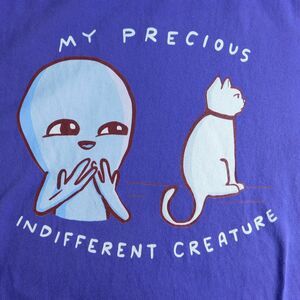 Strange Planet My Precious Indifferent Creature Cat Tee Anvil XL Purple Cotton
